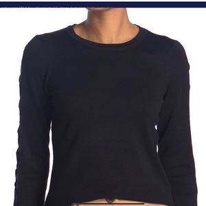 NWT T TAHARI Crew Neck Sweater Lace Inserts S